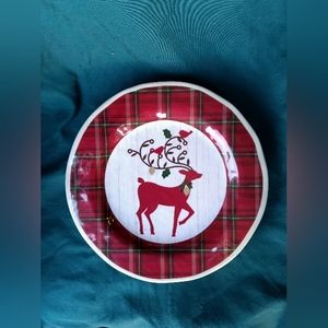 7 Bundle Holiday Reindeer Melamine Dinner Plate.